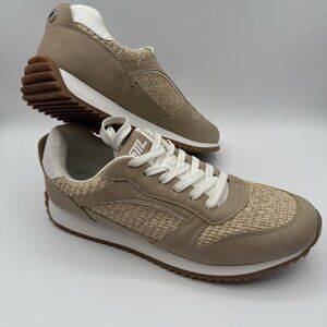 Steve Madden "Kinkade" Women Sneakers Size 9.5 Raffia Woven Canvas Suede EUC